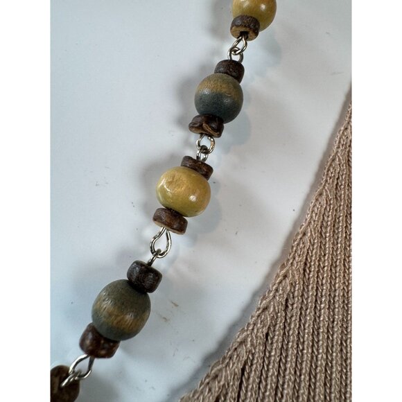 Vintage Wooden Bead Necklace With Toggle Clasp - Picture 14 of 16